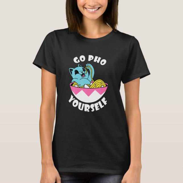 Food Pun Asian Food Cat Pho Noodle Pho Soppa T Shirt (Framsida)