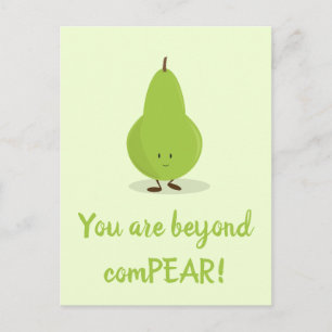 Food Pun Tack Pear Fruktcute Food Vykort