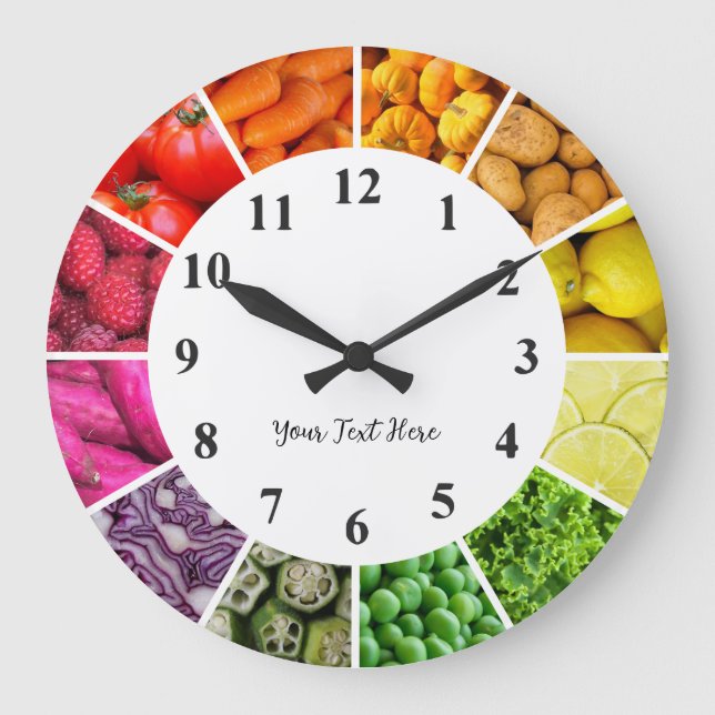 Food Rainbow Clock - Health Eating Fruit and Veg Stor Klocka (Framsida)