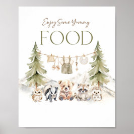 Food Sign Woodland Adventure Boy Baby Shower Poster