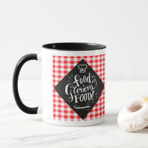 Foodie Älskare Chalkboard Typography Red Checks Mugg