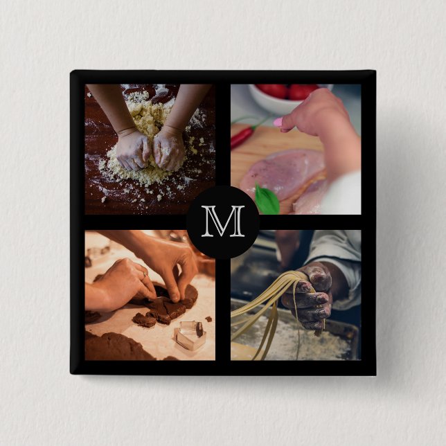 Foodie anpassningsbar monogram knapp 1 (Framsida)