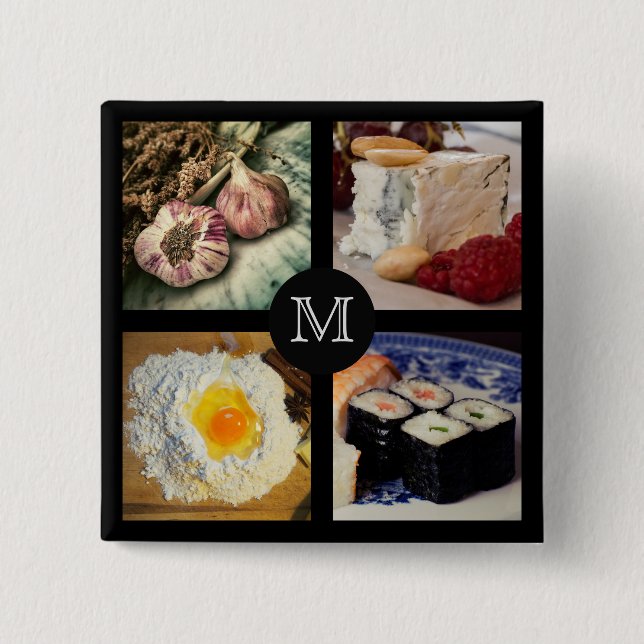 Foodie anpassningsbar monogram knapp 5 (Framsida)