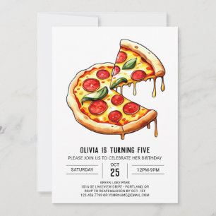 Foodie Anpassningsbar Pizza Birthday Inbjudningar
