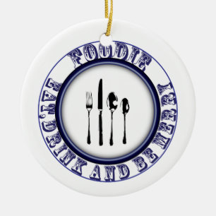 Foodie äter, drinken och är den glada prydnaden julgransprydnad keramik