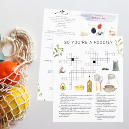 Foodie Chef Watercolor Recipe Crossword Puzzle