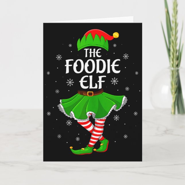 Foodie Elf Christmas Family Girls Women Elf Squad  Kort (Framsida)