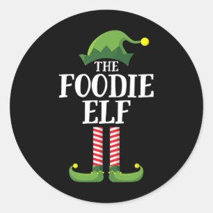 Foodie Elf Matching Family Group jul Party 1 Runt Klistermärke