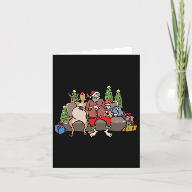 Foodie Gifts Food Coma Funny jul Pun Santa C Kort (Framsida)
