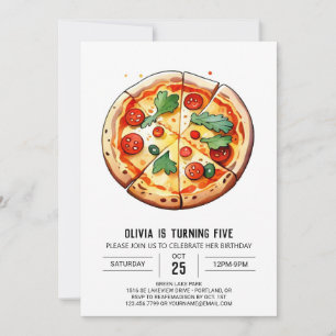 Foodie Printable Pizza Birthday Inbjudningar
