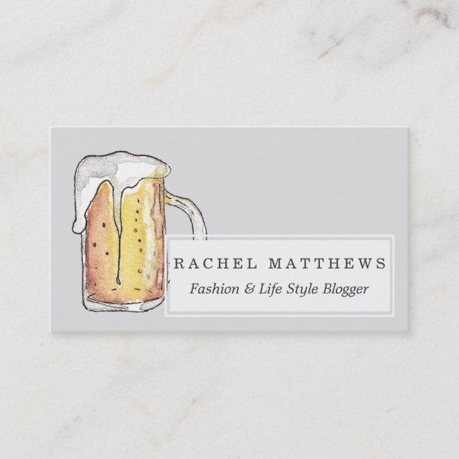Foodie räcker den kalla ölmuggen in målad visitkort (Framsida)