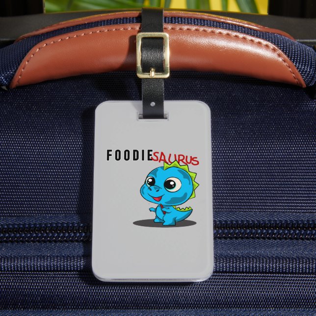 Foodie Saurus - Cute Dinosaur Bagagebricka (Framsida Insitu 2)