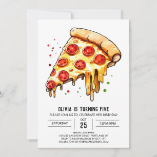 Foodie Simple Pizza Birthday Inbjudningar