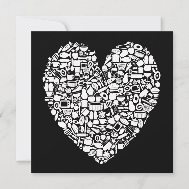 Foodies Modern svartvit bröllopsinbjudan Inbjudningar (Framsida)