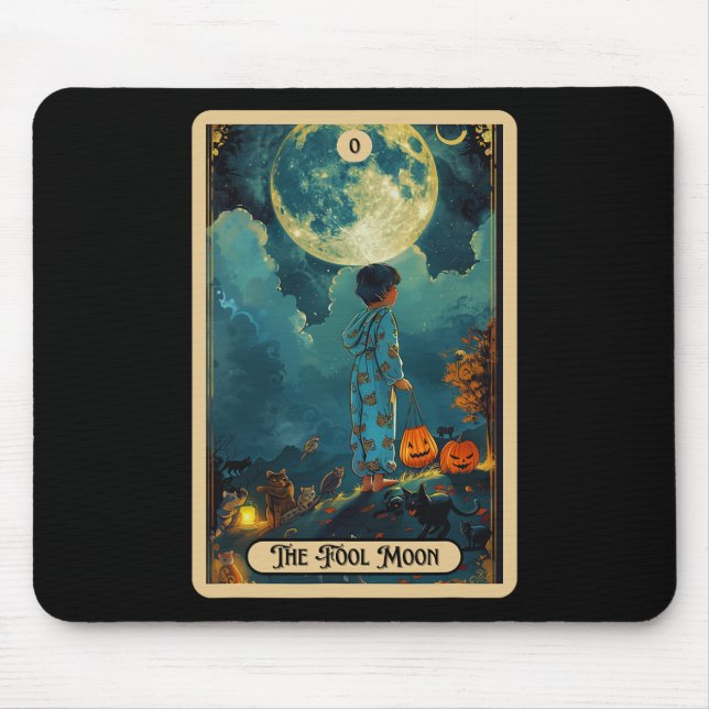 Fool Måne (Fool) Halloween Tarot Tee Musmatta (Framsidan)