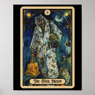 Fool Måne varulv (Fool) Halloween Tarot Poster