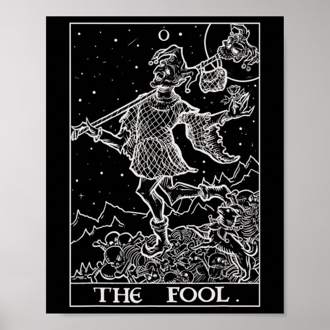 Fool Tarot Card Court Jester Halloween Gothic Poster (Framsidan)