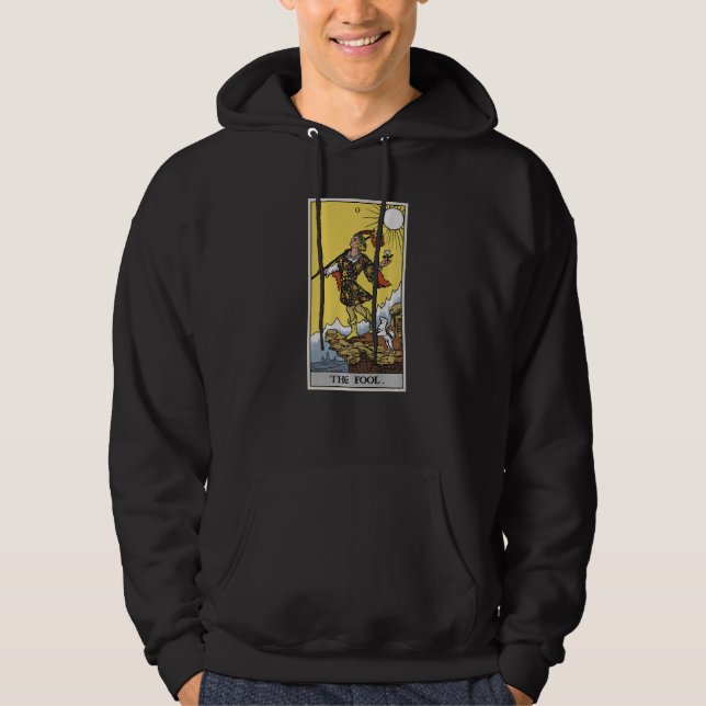 Fool Tarot Card Pagan Witch Occult Fortune Div Hoodie (Framsida)