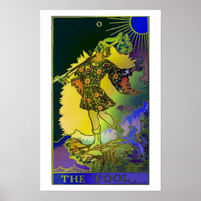 Fool Tarot Card Psychedelic Poster (Framsidan)