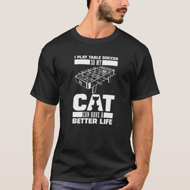 Foosball Cat Kicker  Table Soccer T Shirt (Framsida)