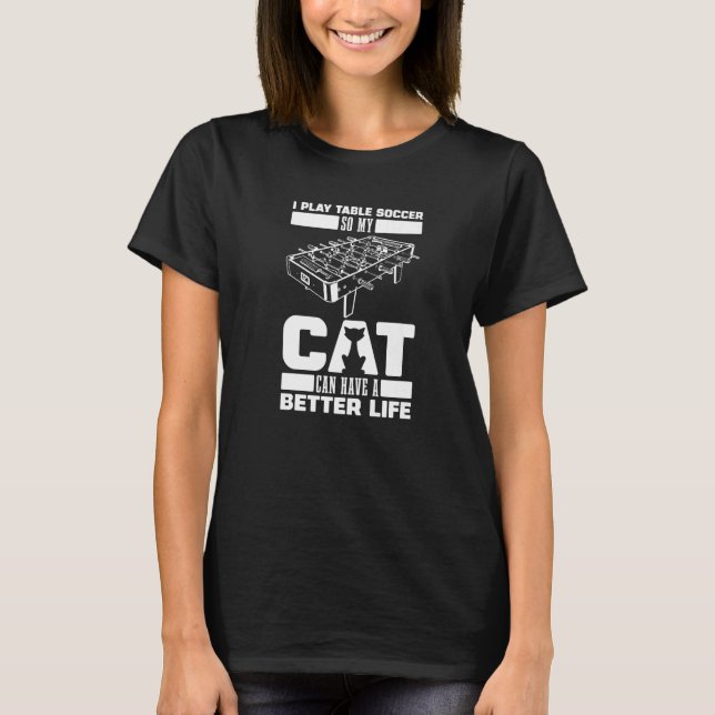 Foosball Cat Kicker  Table Soccer T Shirt (Framsida)