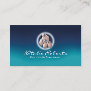 Foot Massage Reflexology Spa Elegant Blue Visitkort