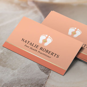 Foot Massage Therapist Podiatrist Peach Färg SPA Visitkort