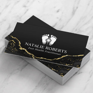 Foot Massage Therapy Modern Black Guld Podiatrist Visitkort