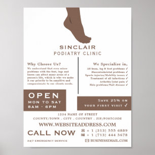 Foot Porträtt, Podiatry Clinic, Podiatrist Poster