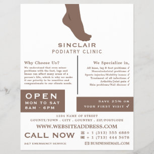 Foot Porträtt, Podiatry Clinic, Podiatrist Reklamblad