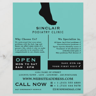 Foot Silhouette, Podiatry Clinic, Podiatrist Reklamblad