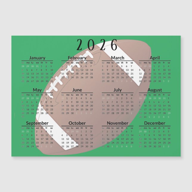 Football 2026 Calendar Magnetic Card (Framsida)