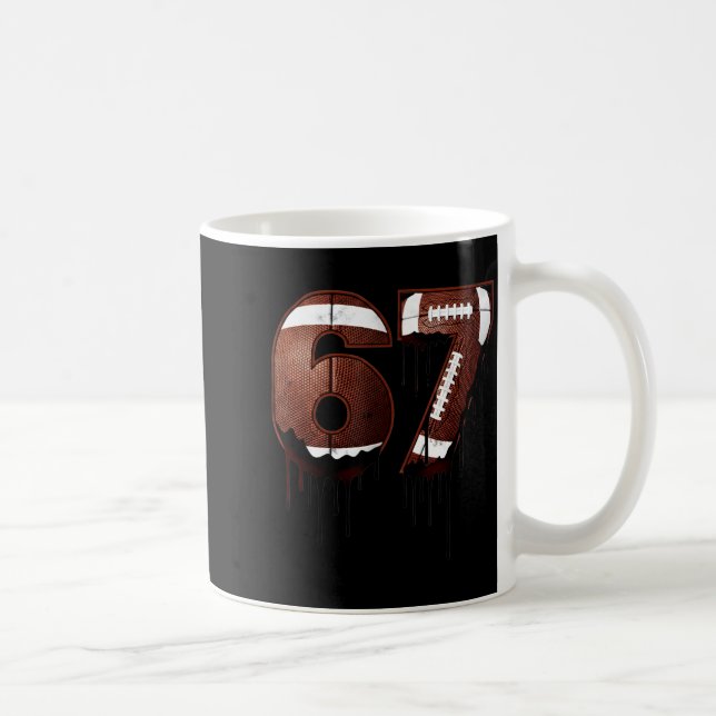 Football 67 Six Seven Funny Gen Alpha Meme Drip  Kaffemugg (Höger)