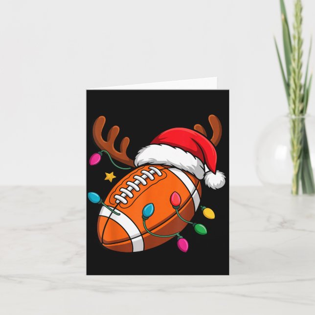 Football American Reindeer Horns Christmas Xmas Ba Kort (Framsida)