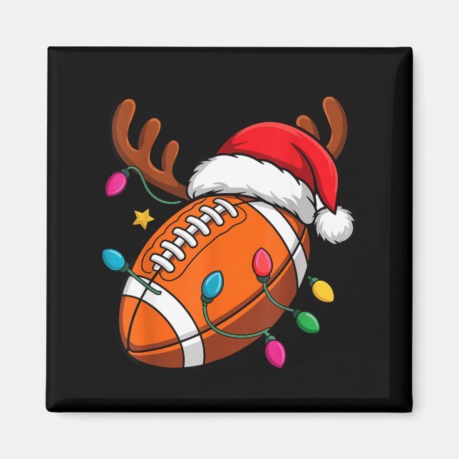 Football American Reindeer Horns Christmas Xmas Ba Magnet (Framsidan)