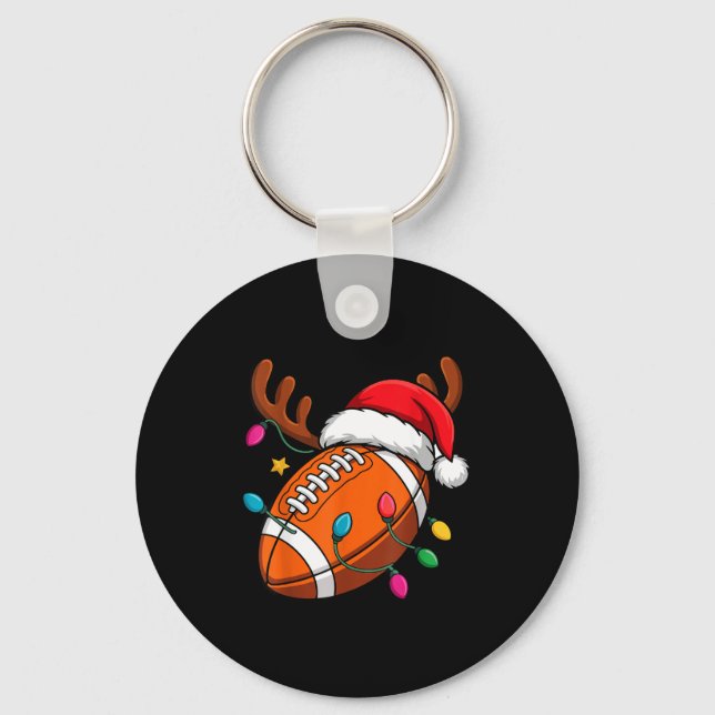 Football American Reindeer Horns Christmas Xmas Ba Nyckelring (Framsida)