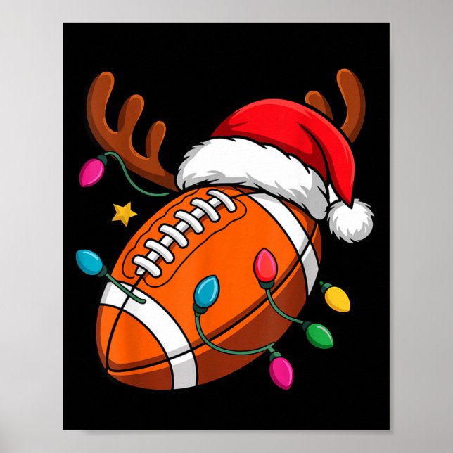 Football American Reindeer Horns Christmas Xmas Ba Poster (Framsidan)