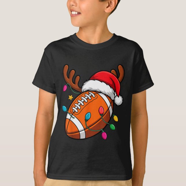 Football American Reindeer Horns Christmas Xmas Ba T Shirt (Framsida)