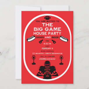 Football and Hotdog House Party Inbjudningar