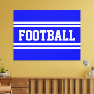 FOOTBALL Athletic Blue White Tävla Rand Canvastryck