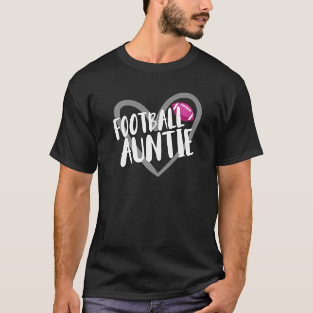 Football Auntie Heart T Shirt (Framsida)