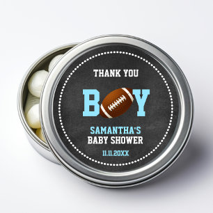 FOOTBALL Baby Shower Chalkboard Boy TACK Runt Klistermärke