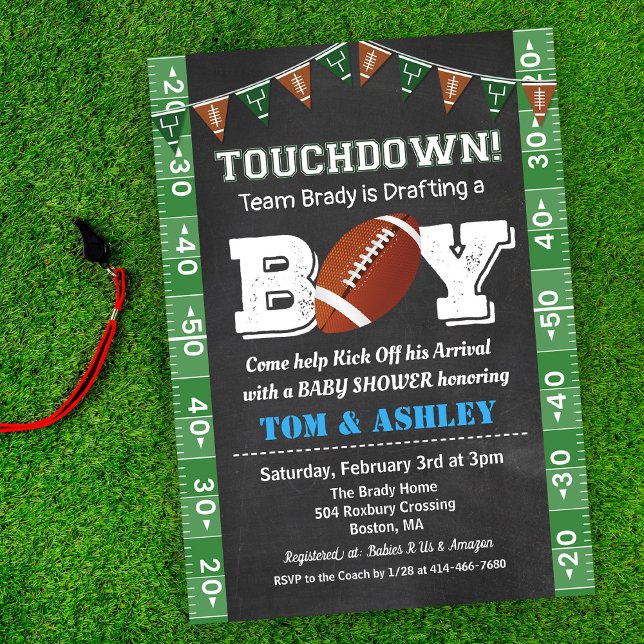 Football Baby Shower Chalkboard Invitation Inbjudningar (Skapare uppladdad)