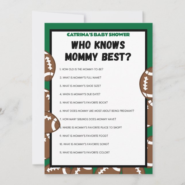 Football Baby Shower Game, Soccer - Editable Namn, Inbjudningar (Framsida)