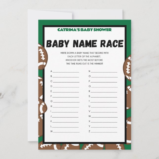 Football Baby Shower Game, Soccer - Editable Namn, Inbjudningar (Framsida)