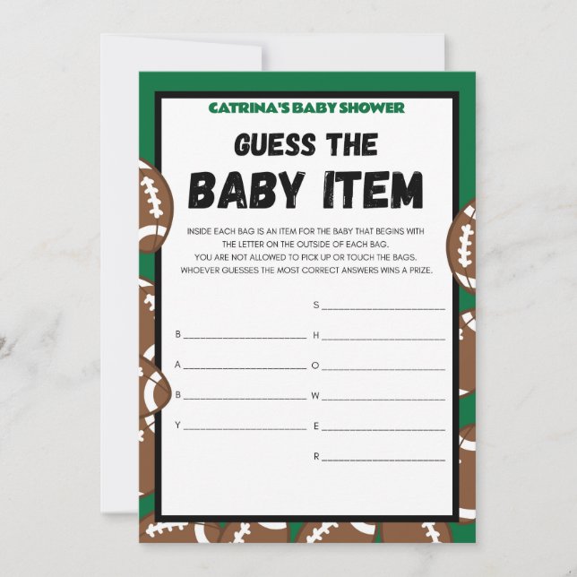Football Baby Shower Game, Soccer - Editable Namn, Inbjudningar (Framsida)
