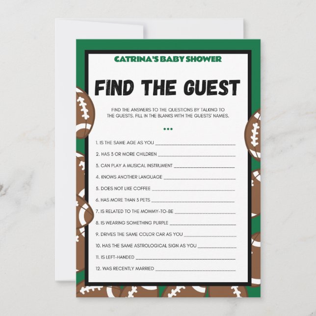 Football Baby Shower Game, Soccer - Editable Namn, Inbjudningar (Framsida)