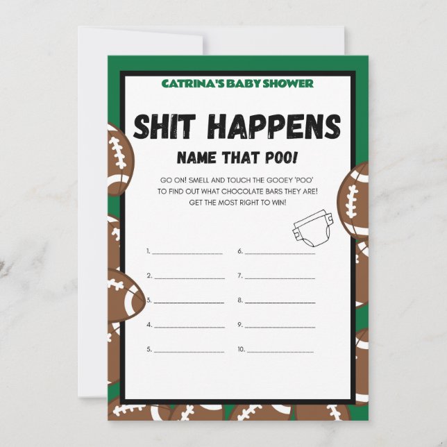 Football Baby Shower Game, Soccer - Editable Namn, Inbjudningar (Framsida)