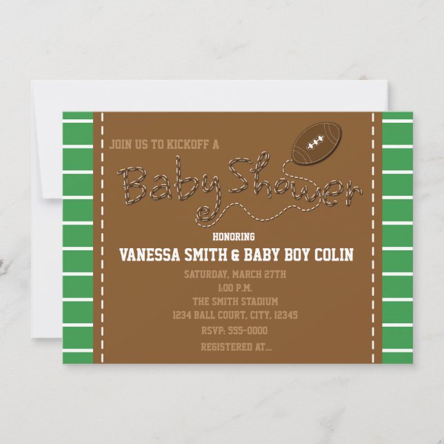 FOOTBALL BABY SHOWER Typography Party-inbjudan Inbjudningar (Framsida)