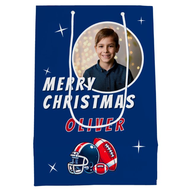 Football Ball Helmet Cartoon Photo Christmas (Baksidan)